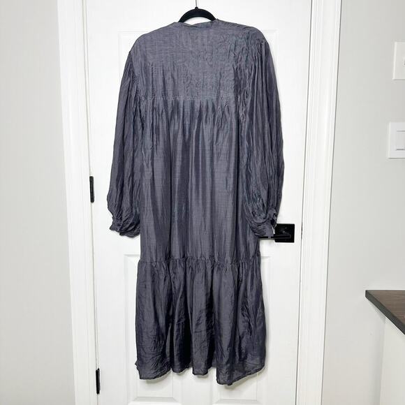 Matta Phool Dress Size L Dark Gray Lagenlook Boho Oversized Midi - Picture 9 of 9